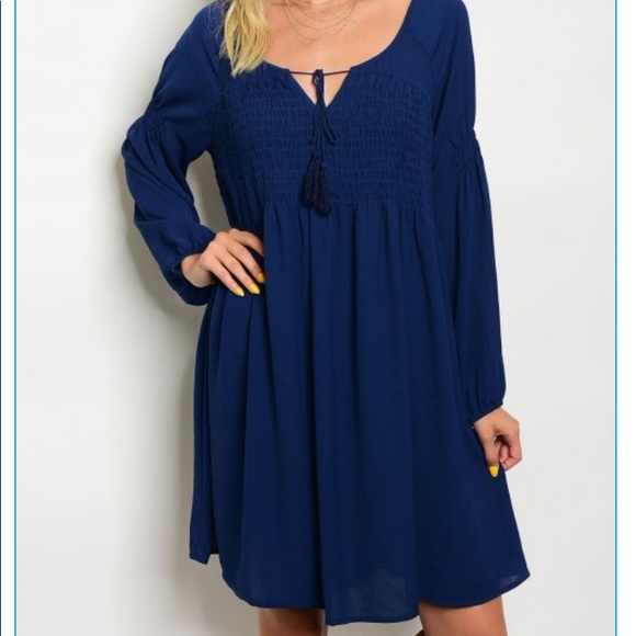 ✨🔥ADORABLE NAVY TASSLE TIE TUNIC SHIFT DRESS ✨ - Picture 4 of 4